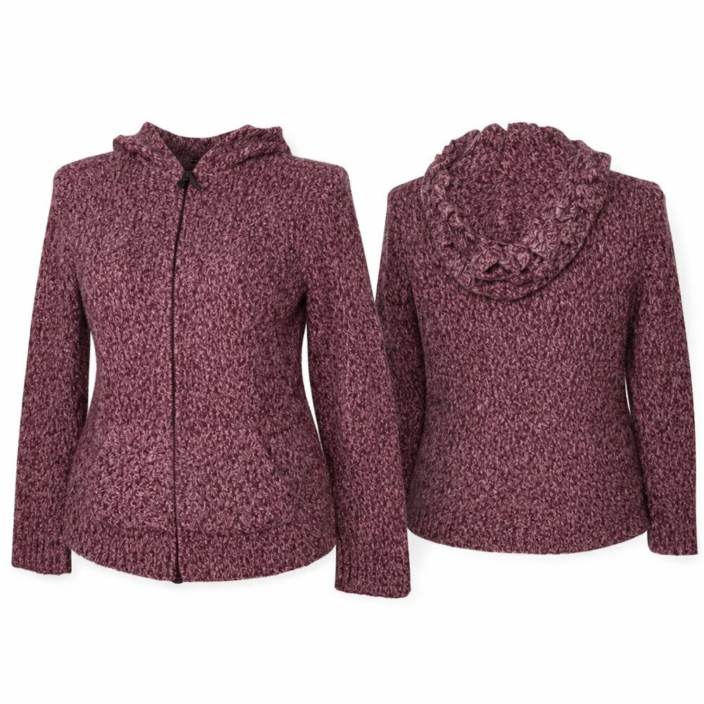 CABELA’S Front Zip Long Sleeve Hooded Burgandy Sweater Size XL